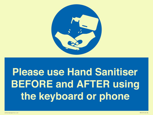 Please use Hand Sanitiser BEFORE and AFTER using the keyboard or phone